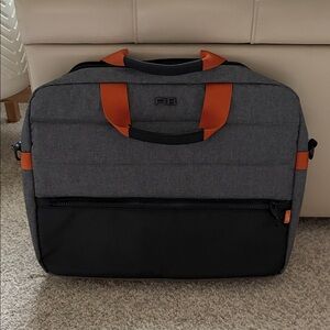 FIB Australia Anti- Theft Travel Men's Gray w/Tan Accents Laptop Briefcase